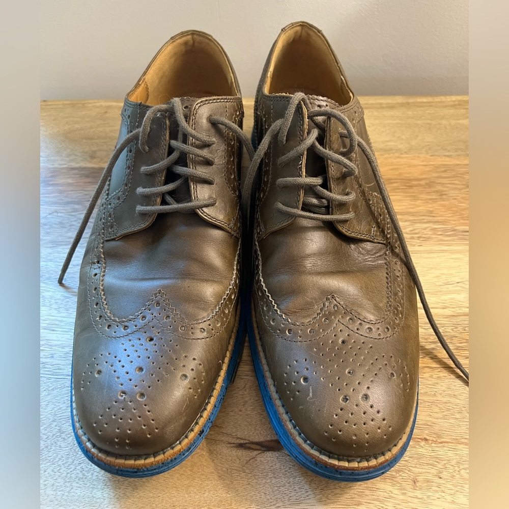 Cole Haan Luna Grand Taupe Leather Wingtip Oxford Blue